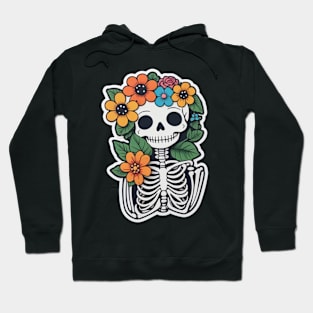 Cute floral kawaii skeleton No.14 Hoodie